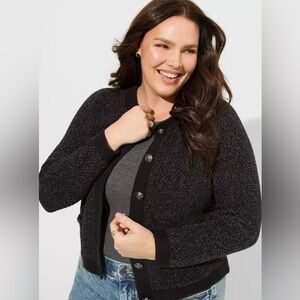 Torrid Heathered knit button up cardigan NWT size 1 (14-16) skull buttons